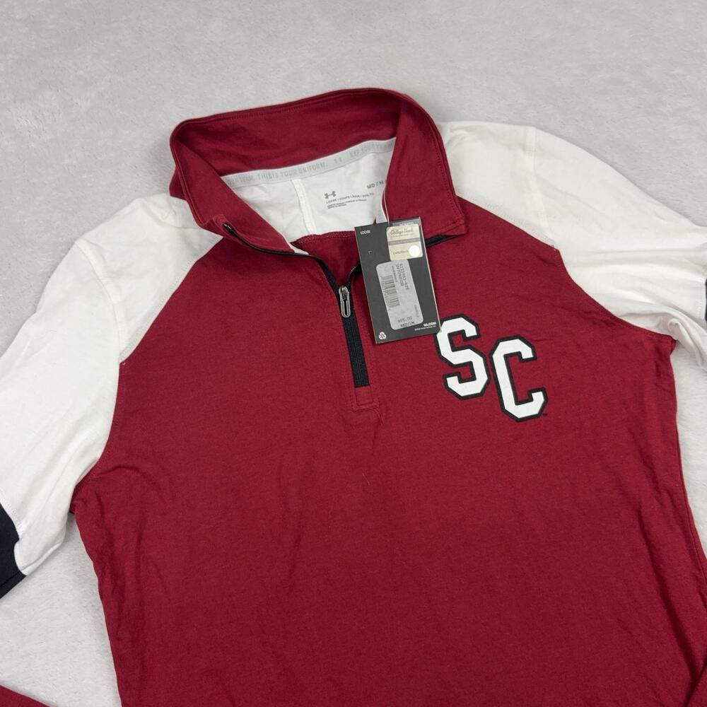 Under Armour Sweatshirt Womens M Red Quarter Zip SC Athletic Pullover NWT $55